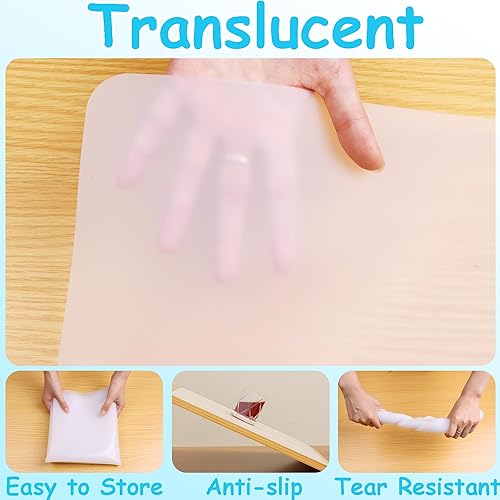 Miniatura 4 de Alfombrillas de silicona para manualidades, translúcidas, antideslizantes, resistentes al calor, 9 x 12 pulgadas (4 unidades), manteles individuales