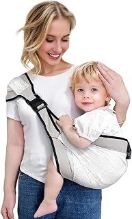 Baby Mesh Sling Carrier Toddler Carrier for Boys & Girls, Lightweight Breathable Summer Baby Wrap, Adjustable & Non-Slip Half Wrapped Baby Carrier (Mesh-Gray)