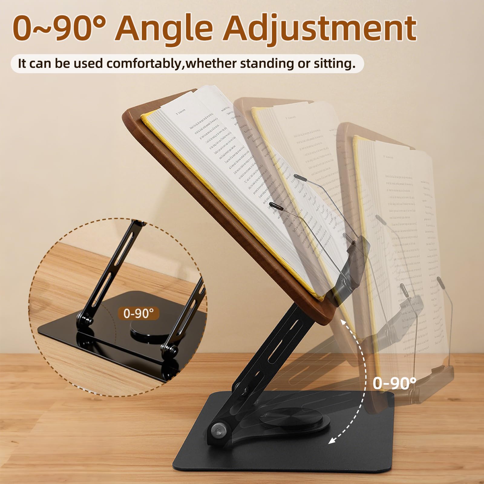 Supporto Regolabile 2 in 1, Supporto per libri con vassoio,Supportos Proiettore,Leggio Musicale,altezza regolabile da 91-119cm, Tavolino Portatile Standing Desk Tavolo,