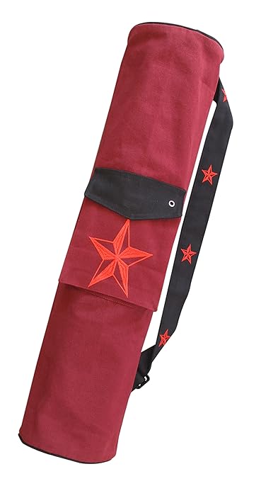 Ryan Smart Premium Style Cotton Yoga mat Bag with Exclusive Embroidery - Red(Burgandy)