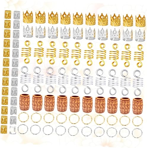 Miniatura 3 de Juego de 140 piezas de joyería para el cabello para rastas de metal, accesorios para el cabello para mujeres y hombres