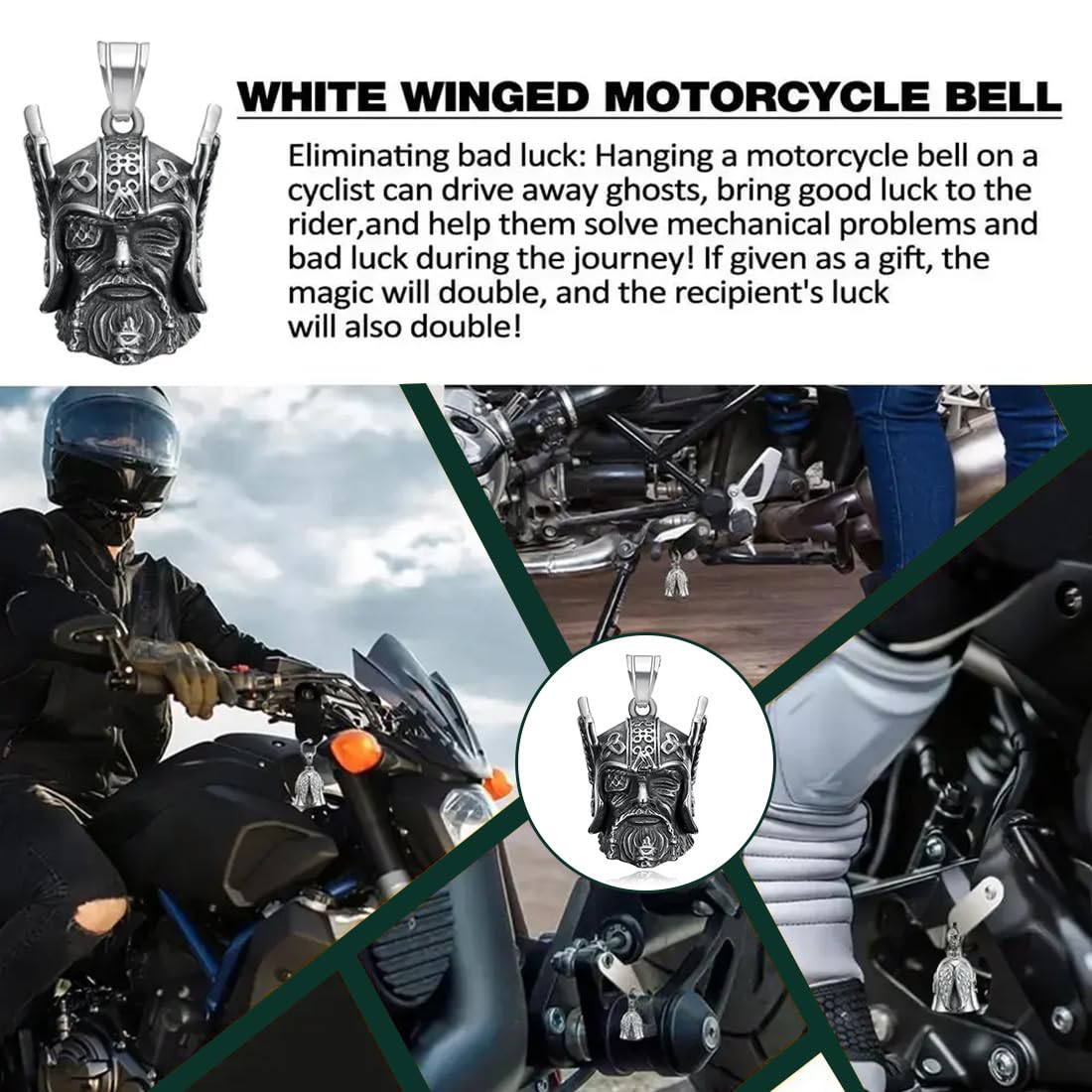 Clochette Protectrice Moto Guardian Ride Bell, Clochette Moto Guerrier Viking Mythologie Nordique Noeud Celtique Accessoire pour Moto pour la Protection des Motards