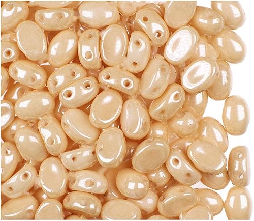 50pcs Samos par Puca Beads, 2 agujeros, 0.197x0.276x0.122in, aspecto de cerámica beige opaco