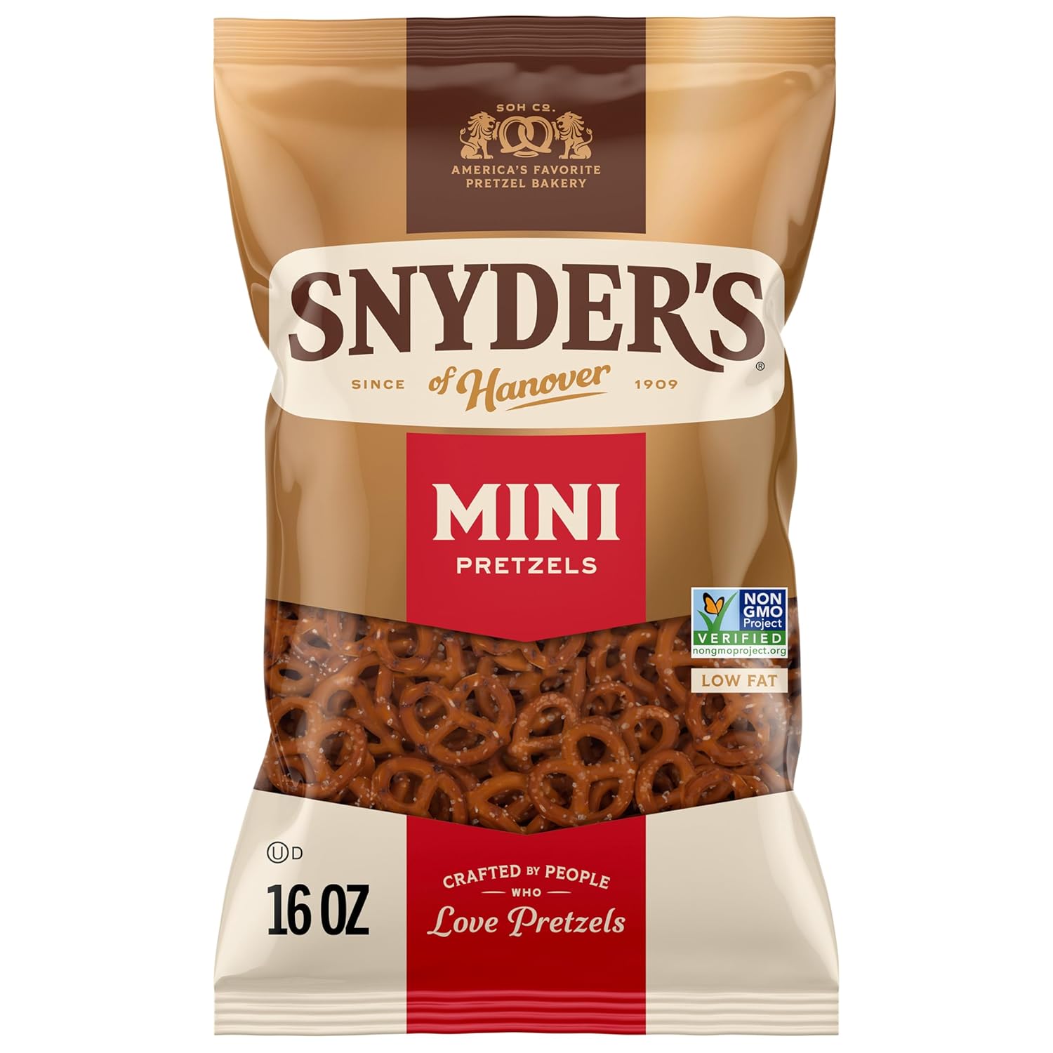 Snyder's of Hanover Mini Pretzels, 16 oz Bag - Crunchy Non-GMO Peanut-Free Bite-Size Snacks