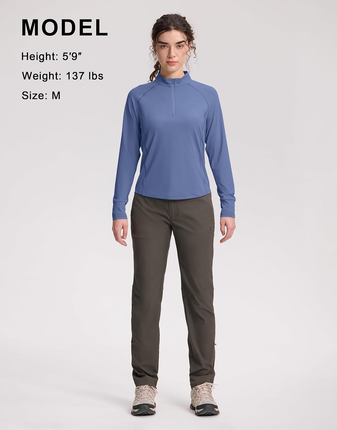 Pioneer Camp Women's Quarter Zip Sun Shirt Back Pocket UPF50+ Lightweight Quick Dry UV Protection Hiking Running Cycling