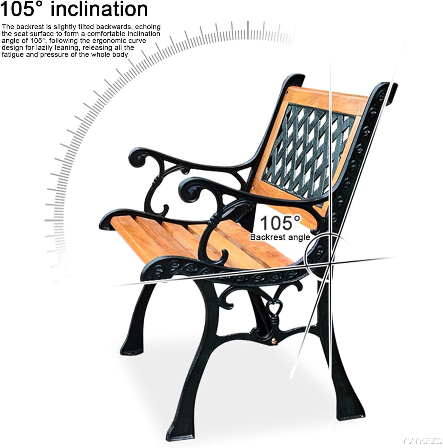 YVYKFZD Indoor/Outdoor Garden Bench, Weatherproof Patio Bench Seat, Leisure Hollow Out Park Bench Chair Loveseat Chair with Curved Backrest and Wide Armrests, for Porch, Lawn (Color : C)