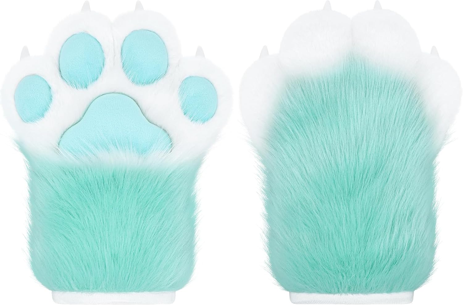 Cosplay Animal Extended Fluffy Plastic Claws for Cat Fursuit Paws Gloves Adults Costume Accessories Set