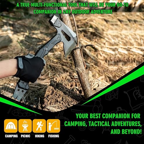 Miniatura 3 de ZENHOSIT Hacha de supervivencia y hacha de campamento con cuchillo de hoja fija, hacha táctica de espiga completa para acampar al aire libre