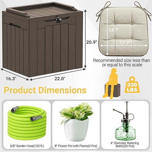 Vista 79 de Greesum Caja de resina de 100 galones, gran almacenamiento al aire libre, textura de tejido de ratán de imitación para muebles de patio