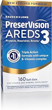 PreserVision AREDS3 Eye Vitamins, #1 Eye Doctor Recommended Brand, AREDS2 Formula with Additional 8 B-Vitamin Complex, Promotes Healthy Cellular Eye Function*, 3-in-1 Macular Supplement, 160 Softgels