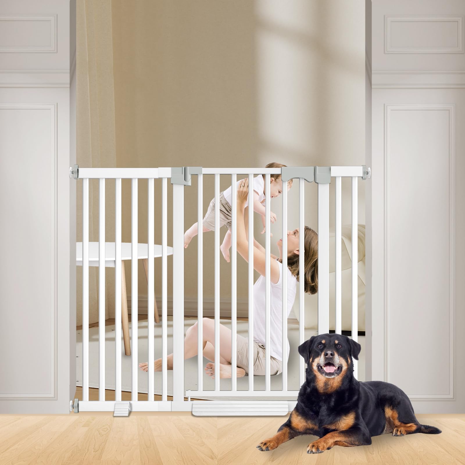 Amibud 41'' Extra Tall Baby Gate for Large Dogs Pets Indoor No Jumping Over, 46-54.7'' Wide Heavy Duty Puppy Gate for Doorways, Pressure Mounted Metal
