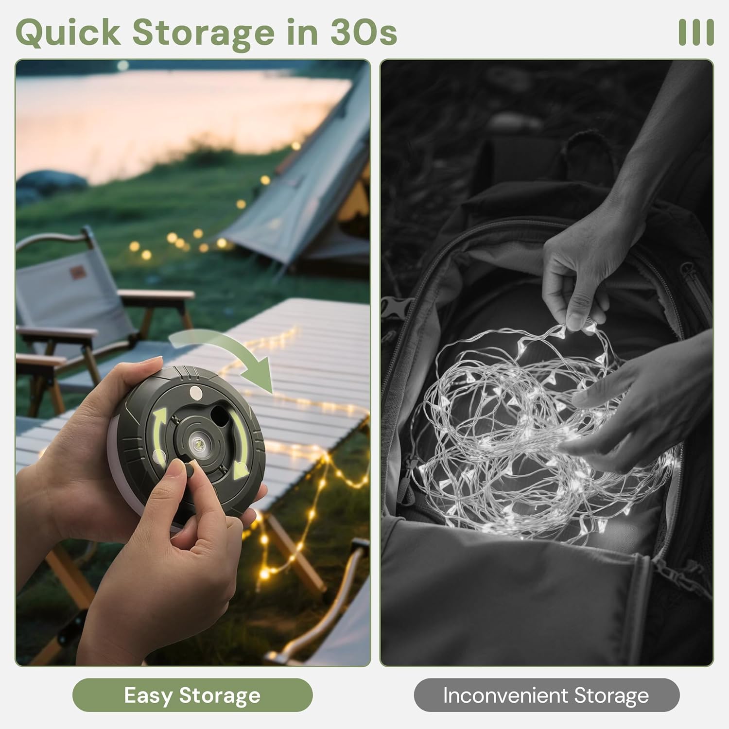 L LOHAS LED Upgraded 2 Packs Camping String Lights, 4 in 1 Quick Recovery Waterproof Camping Lights, 32.8FT with 8 Modes, Camping Essentials for Yard, Tent, Hiking, Patio, and Christmas Decor