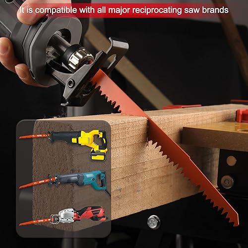 Miniatura 6 de HAUTMEC Hojas de sierra recíproca de 9 pulgadas, hojas Sawzall, Juego de 6 piezas para cortar madera y recortar HT0167-CT