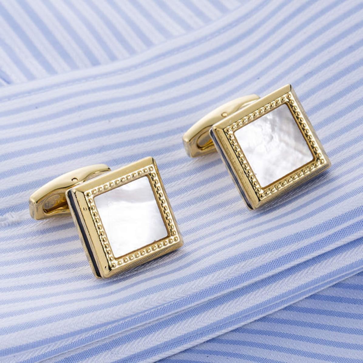 Business French Style Copper Cuff Studs for Shirts, Golden Pair