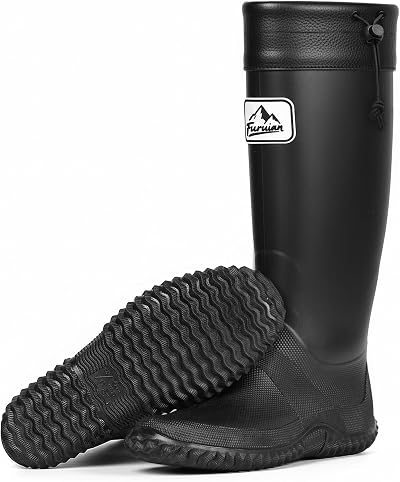 Furuian Rain Boots Women Tall Packable Garden Boots Waterproof Boots for Women Lightweight Rubber Boots Flat Mud Boots