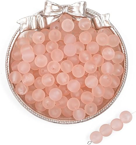 Miniatura 2 de Niziky 230 cuentas redondas acrílicas de 0.315 pulgadas para la fabricación de joyas, cuentas esmeriladas de color amarillo mate para hacer