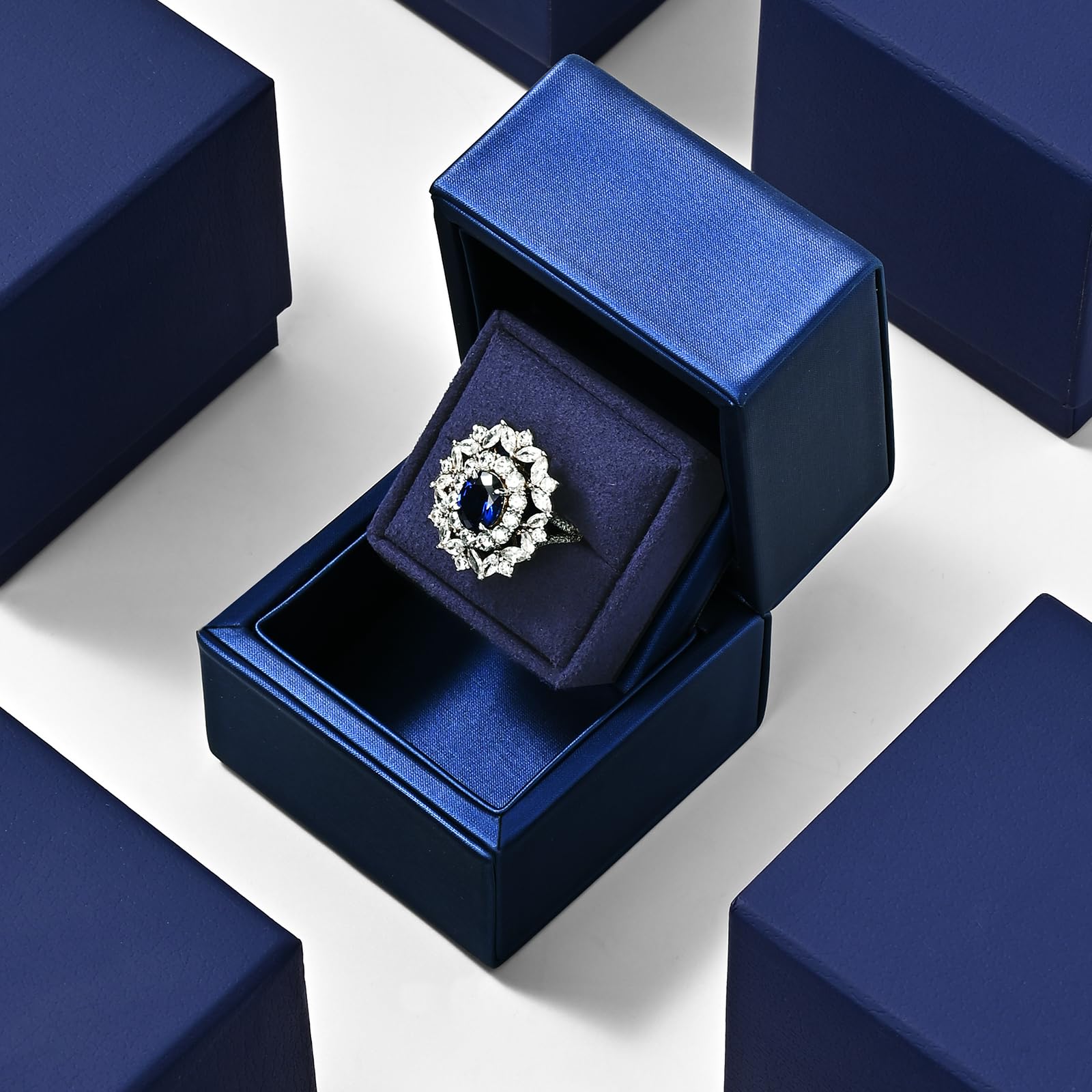 Boîte à bague unique en cuir de luxe Oirlv en microfibre pour écrin de mariage