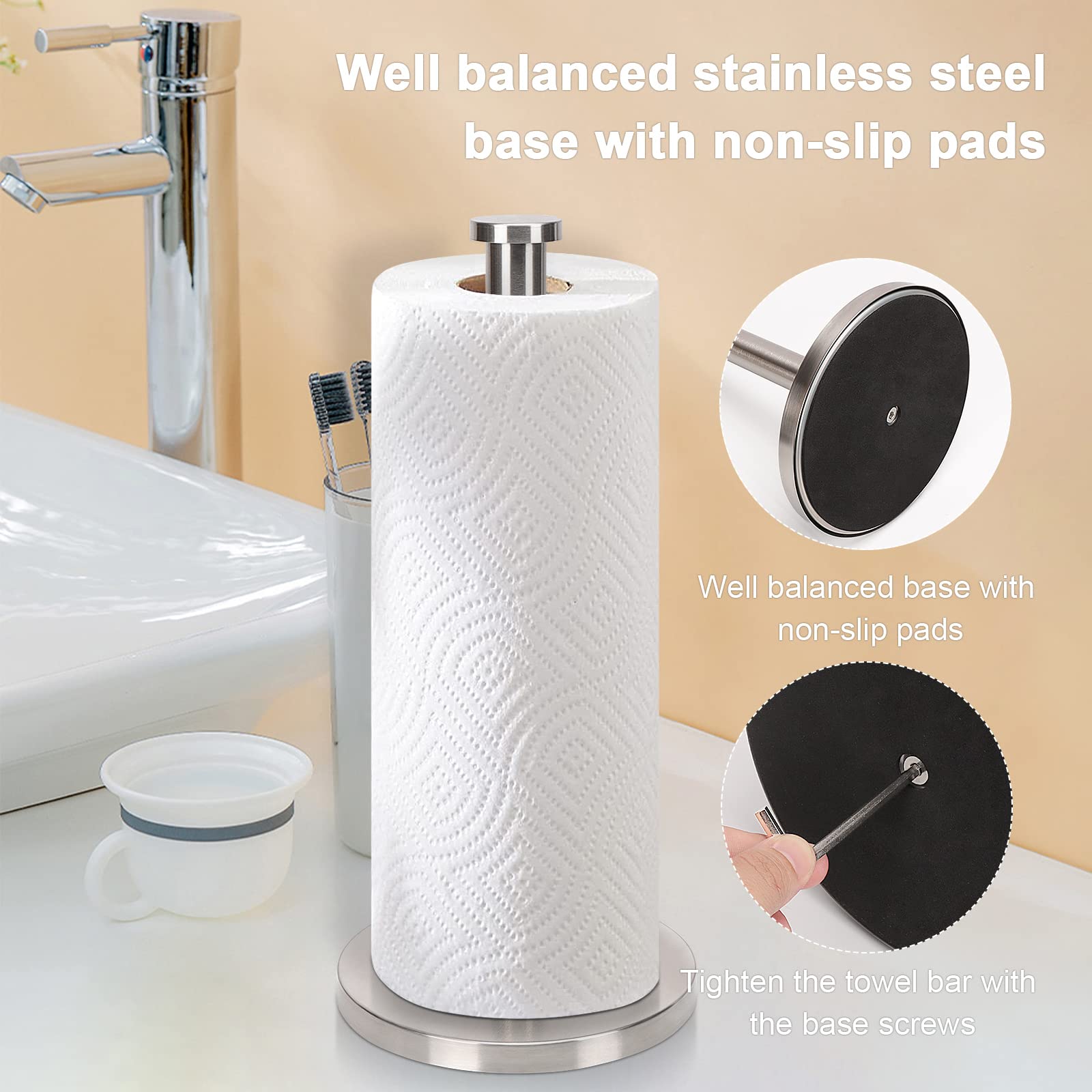 Snapklik.com : NearMoon Standing Paper Towel Holder, Kitchen Paper Towel Roll Holder- For ...