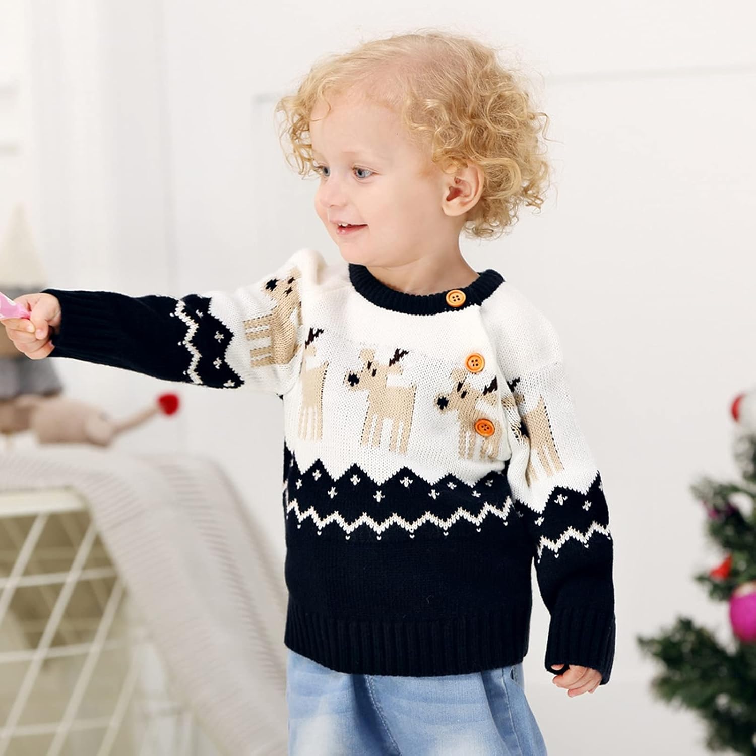 Toddle Baby Girl Boy Christmas Outfit Baby Girl Boy Christmas Sweater Sweatshirt Warm Crewneck Winter Clothes