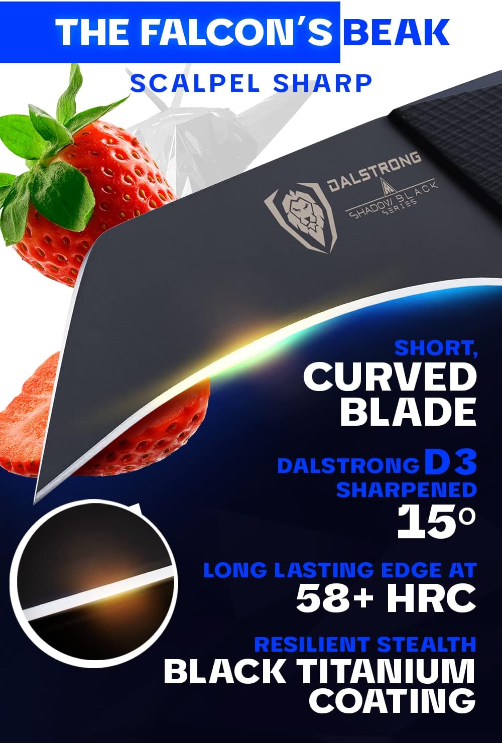 Dalstrong Bird's Beak Paring Knife - 2.75 inch- Shadow Black Series - Black Titanium Nitride Coated - High Carbon - 7CR17MOV-X Vacuum Treated Steel - Sheath - NSF Certified