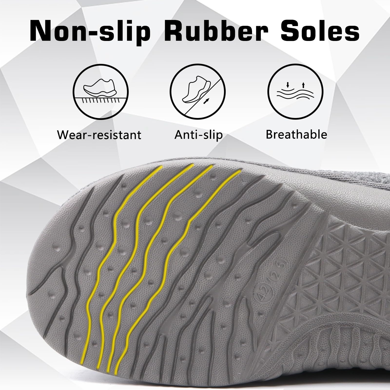 ONCAI Hombre Zapatillas de estar por casa,Zapatillas Familiares Con Suela de Goma Sentro y Fuera de la Sala de Espuma de Memoria de Alta Densidad de Lana y Algodón (EU Talla 6-14)