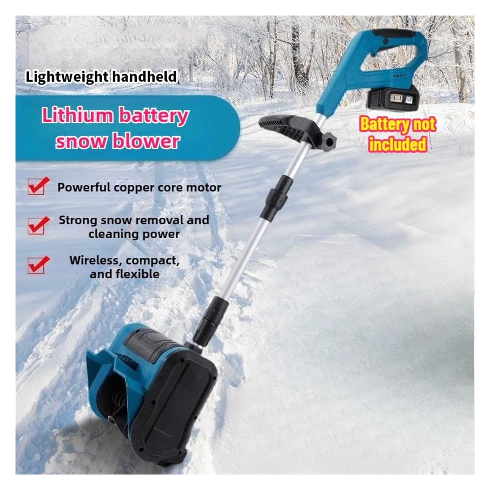 Odśnieżarka Bezszczotkowa, Akumulatorowa, Elektryczna Pług Do Śniegu, Ręczna Łopata 21 V(With 15cells Battery)