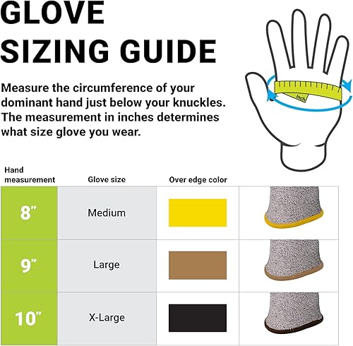 Miniatura 6 de Armor Guys Kyorene Pro 00-857 A5 - Guantes de trabajo resistentes a los cortes, grafeno, agarre de palma de nitrilo, protección de espalda TPV para