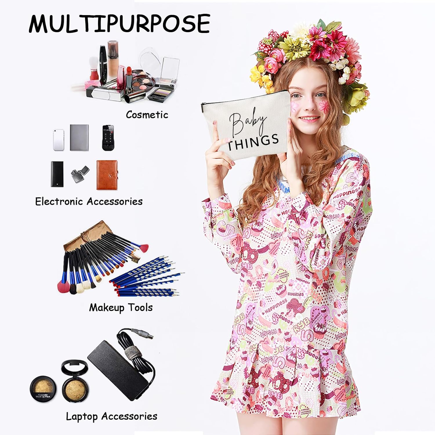 Mama and Baby Bag Set Canvas Pouch Set Keepsake for New Mothers Travel Toiletry Bag for Baby Stuff, Mother's Day Gifts, Set of 2 - Image 4