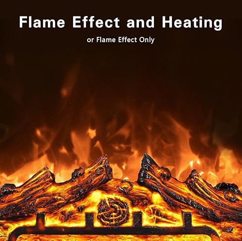 Miniatura 5 de R.W.FLAME Paquete de chimenea eléctrica, 48 pulgadas, calentador de chimenea de piedra independiente con control remoto, 7 ajustes de brillo de