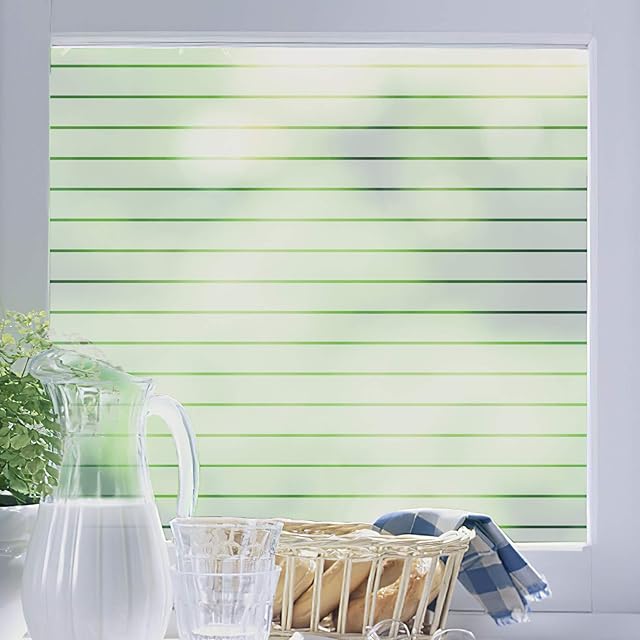 ConCus-T Stripe Window Film Self Adhesive Semi-Private Glass Film No Glue Static Cling Sticker Vinyl Window Film 45 x 200cm for Office Home