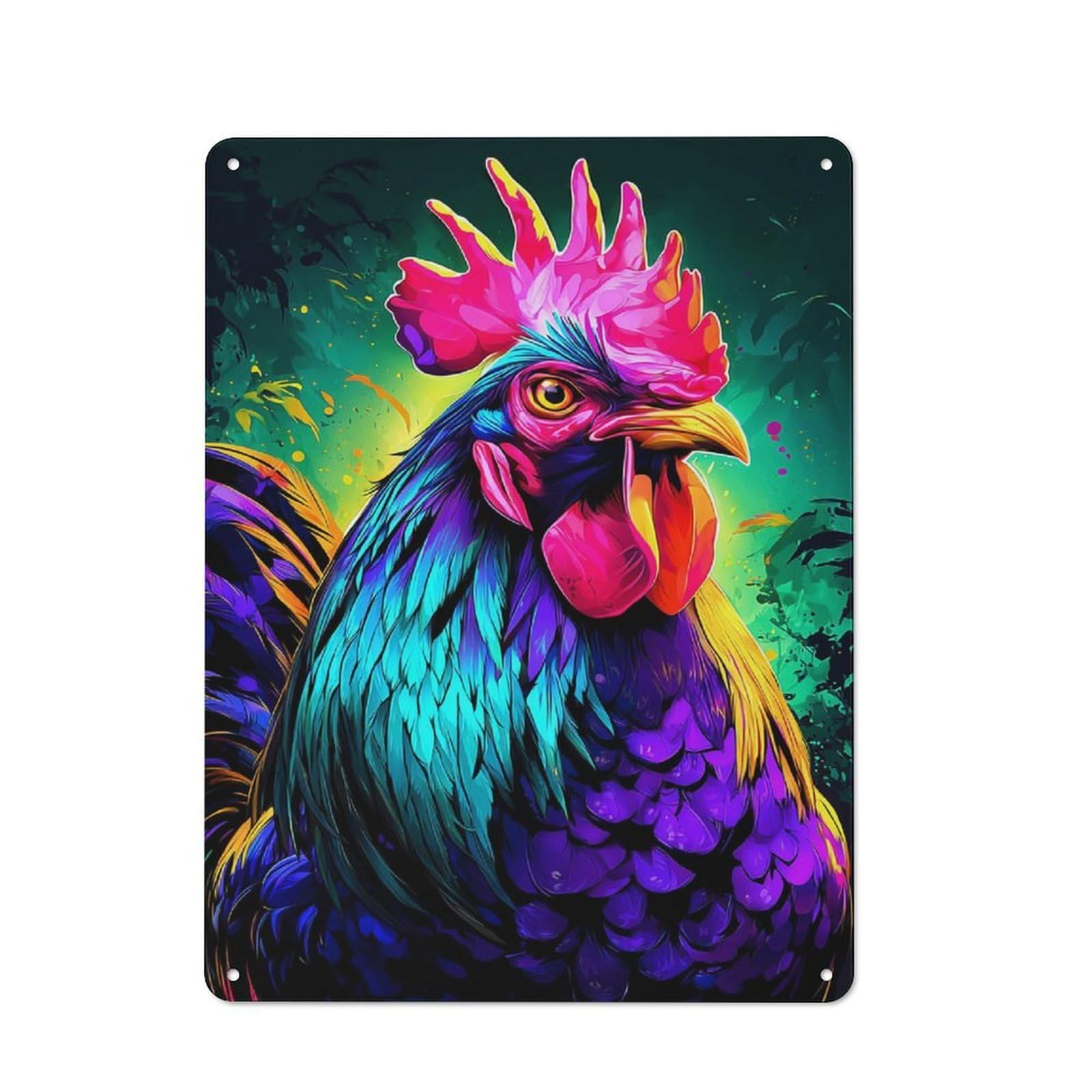 Junmoney Vibrant Rooster Artwork Retro Tin Sign 40X30cm For Workshop Wall, For Home Interiors And Metal Sign Collectors