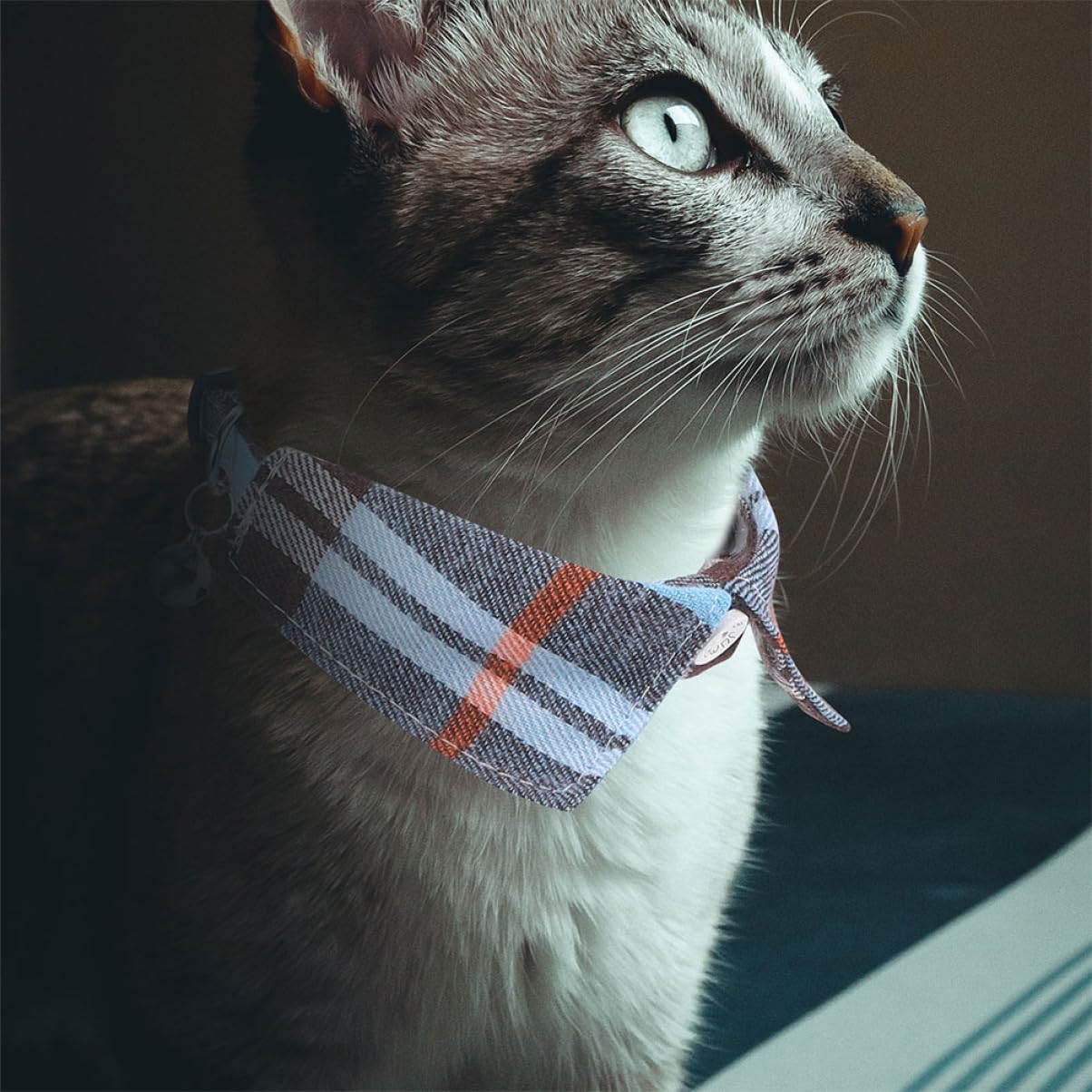 VANZACK Lot De 4 Colliers pour Chat Mignons avec Clochette Réglables À Carreaux Sûrs Et Respirants pour Fêtes Et 2 Pièces X 4