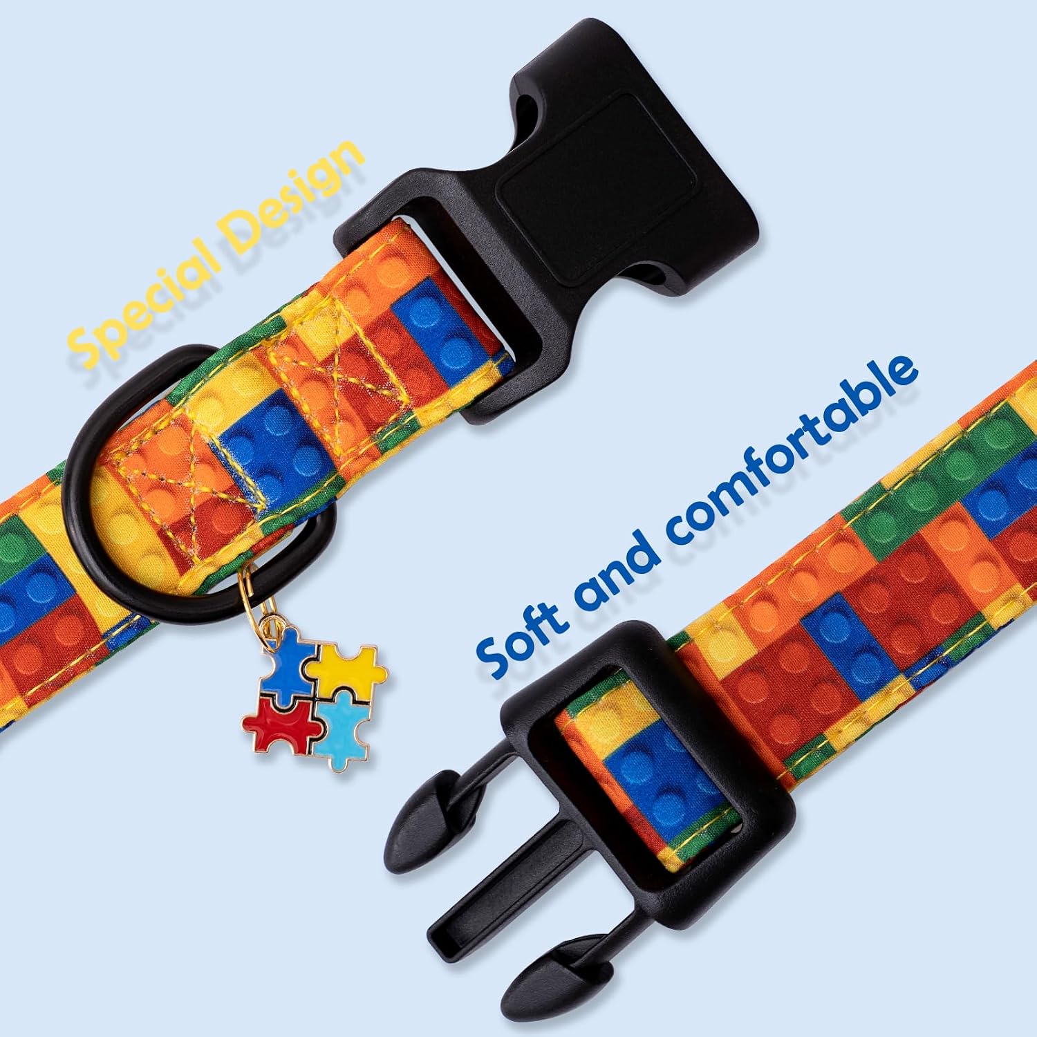 Faygarsle Dog Collar for Small Medium Large Dogs Colorful Puppy Collars for Female Dogs Toy Building Blocks Patterned Pet Collars for Summer Spring Wedding Puppy Girl Dog Collar S image 3