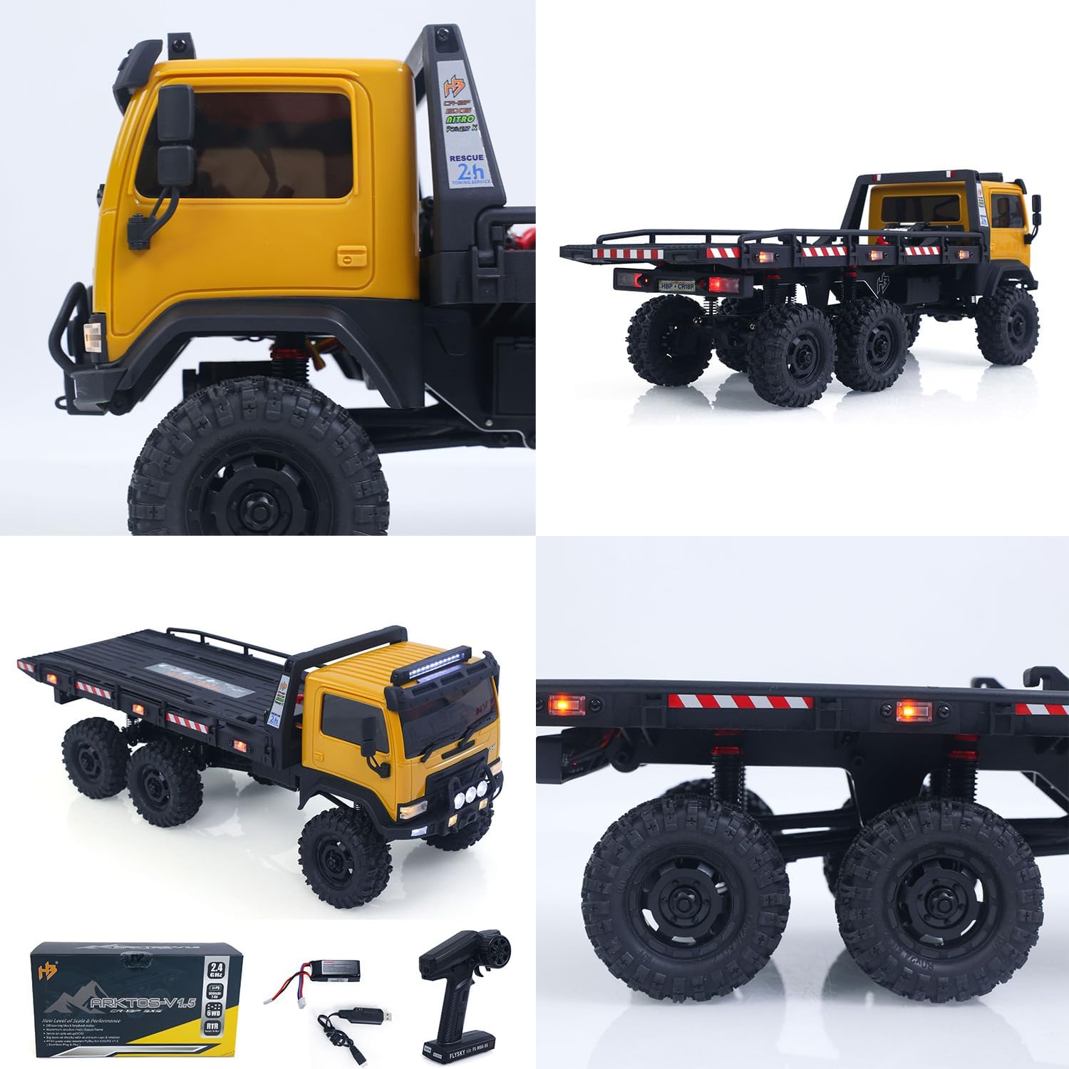 TOUCAN RC HOBBY 1/18 Remote Control Off Road Car 6X6 RC Flatbed Truck 2Speed Gearbox Flysky ESC 280 Brushed Motor 6CH Radio RTR for Adult Hobby