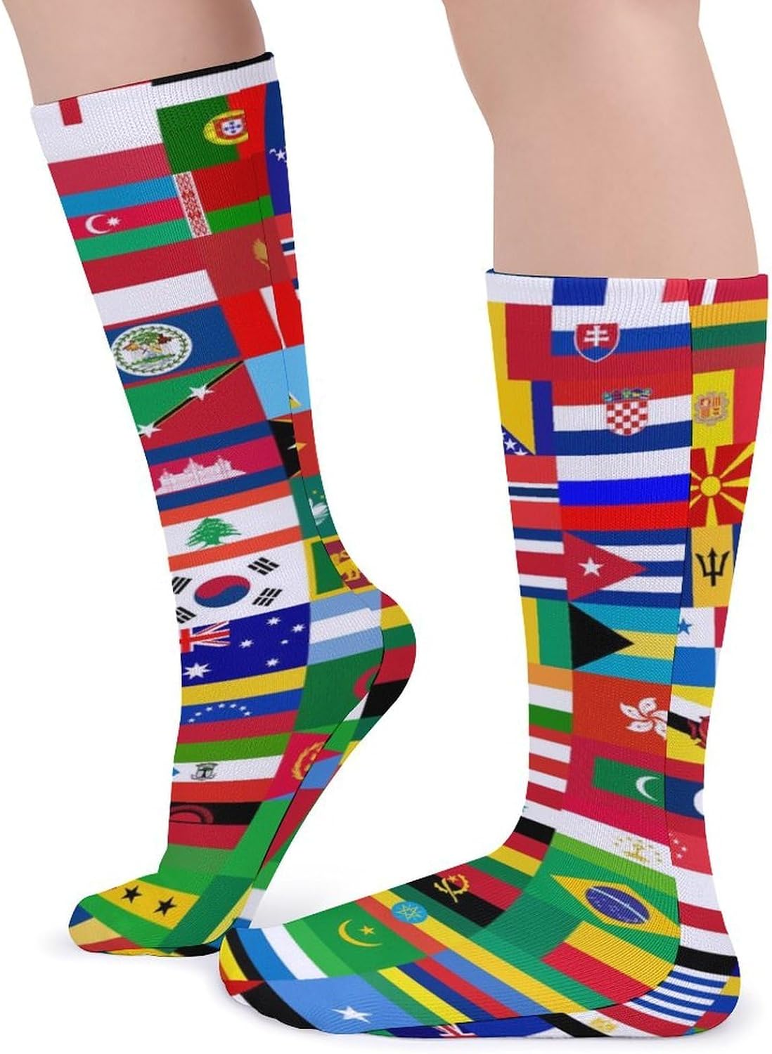 World Country Flag Knee High Socks Casual Long Stockings Over Calf Sock Tube for Women Men