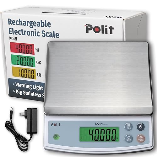 Miniatura 9 de Polit KPT-EVO - Báscula digital para alimentos, báscula recargable precisa de 0.02 oz con bandeja de acero inoxidable, capacidad de 13 libras, ideal