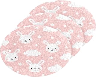 Pink Rabbit Clouds Kitchen Sponges Cleaning Dish Sponges Non-Scratch Natural Scrubber Sponge for Kitchen Bathroom Cars, pack of 3