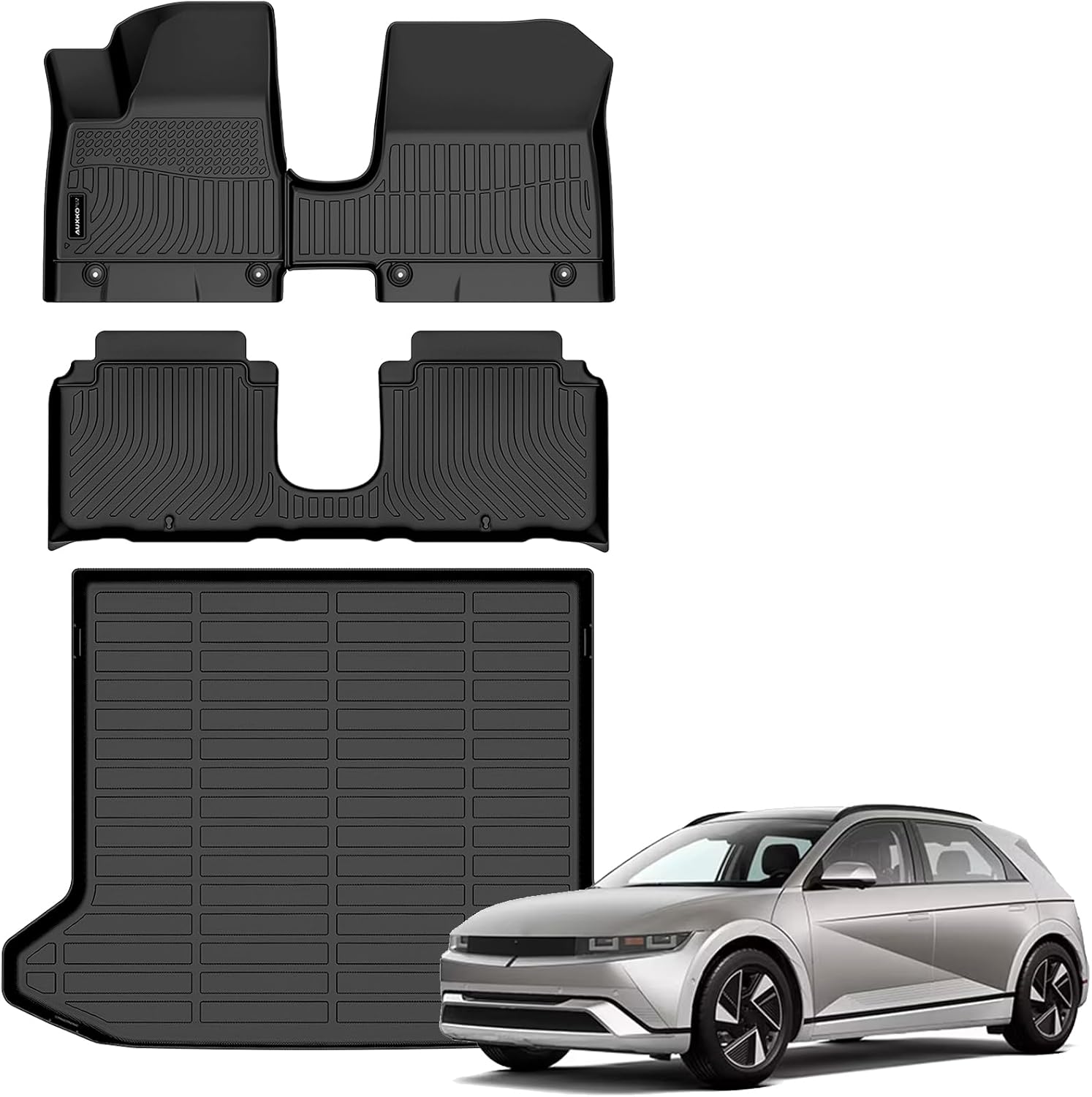 Auxko All Weather Floor Mats Cargo Mat for Hyundai IONIQ 5 2025 Limited XRT Movable Console TPE Liners All Season Accessories Guard Odorless Anti-Slip Floor Liners Trunk Tray for IONIQ 5 2025 Limited ioniq 5 limited|2025|floor+cargo mats
