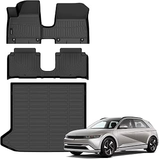 Auxko All Weather Floor Mats Cargo Mat for Hyundai IONIQ 5 2025 Limited XRT Movable Console TPE Liners All Season Accessories Guard Odorless Anti-Slip Floor Liners Trunk Tray for IONIQ 5 2025 Limited