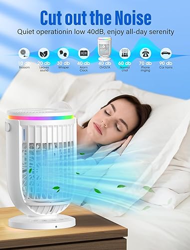 Miniatura 5 de JYew Aire acondicionado portátil evaporativo mini aire acondicionado de habitación, unidad de aire acondicionado portátil con humidificador 4 en 1,