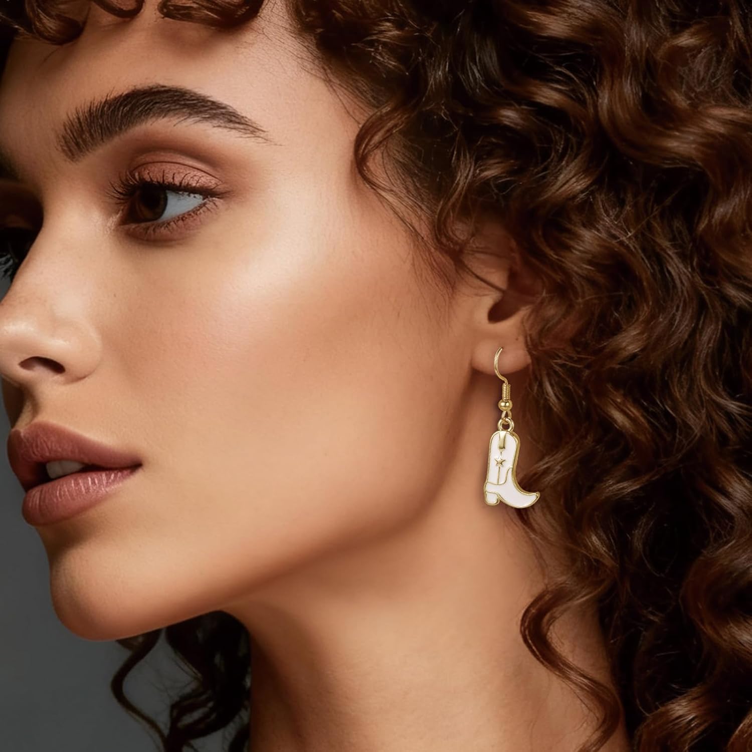 Cowgirl Dangle Cowboy Boot Earrings - Coastal Rodeo Dangling Drop Gold Western Jewelry for Women - Image 3