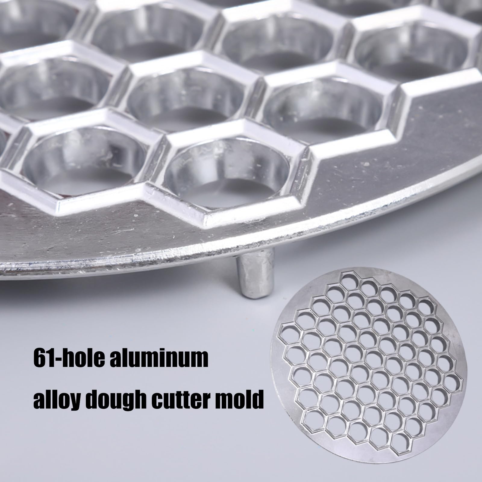 Práctica máquina de corte de albóndigas de aluminio, 61 cavidades, máquina manual de raviolis herramienta de cocina portátil para la eficiencia, herramienta de formación de albóndigas antiadherente