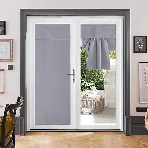 RYB HOME Cortinas opacas para puerta, longitud autoadhesiva, longitud ajustable, cortinas de ventana para puerta Tricia, cocina, baño, comedor,