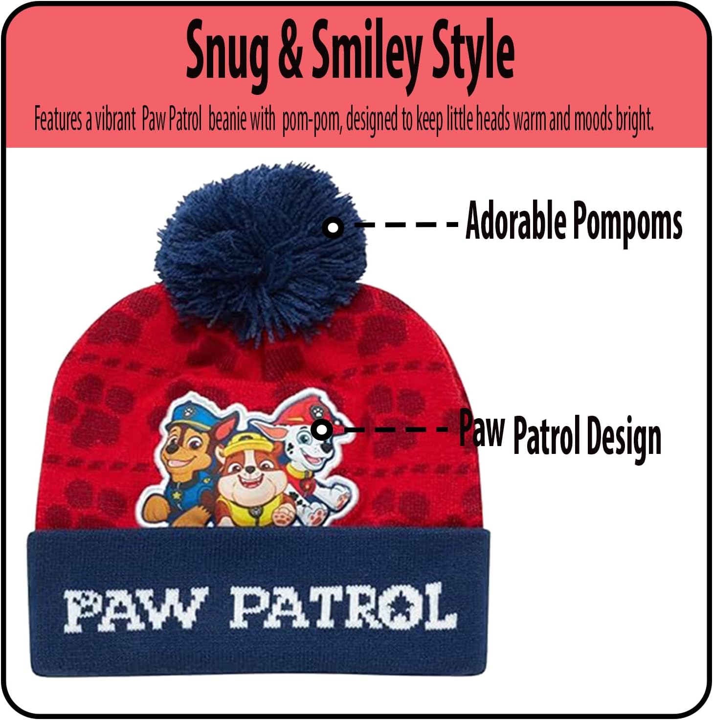 Nicklelodeon Paw Patrol Boy's Winter Hat and 2 Pair of Gloves or Mittens Set (Age 2-7) Size Age 4-7, Paw Patrol Red Glove with Handwarmers - Image 4