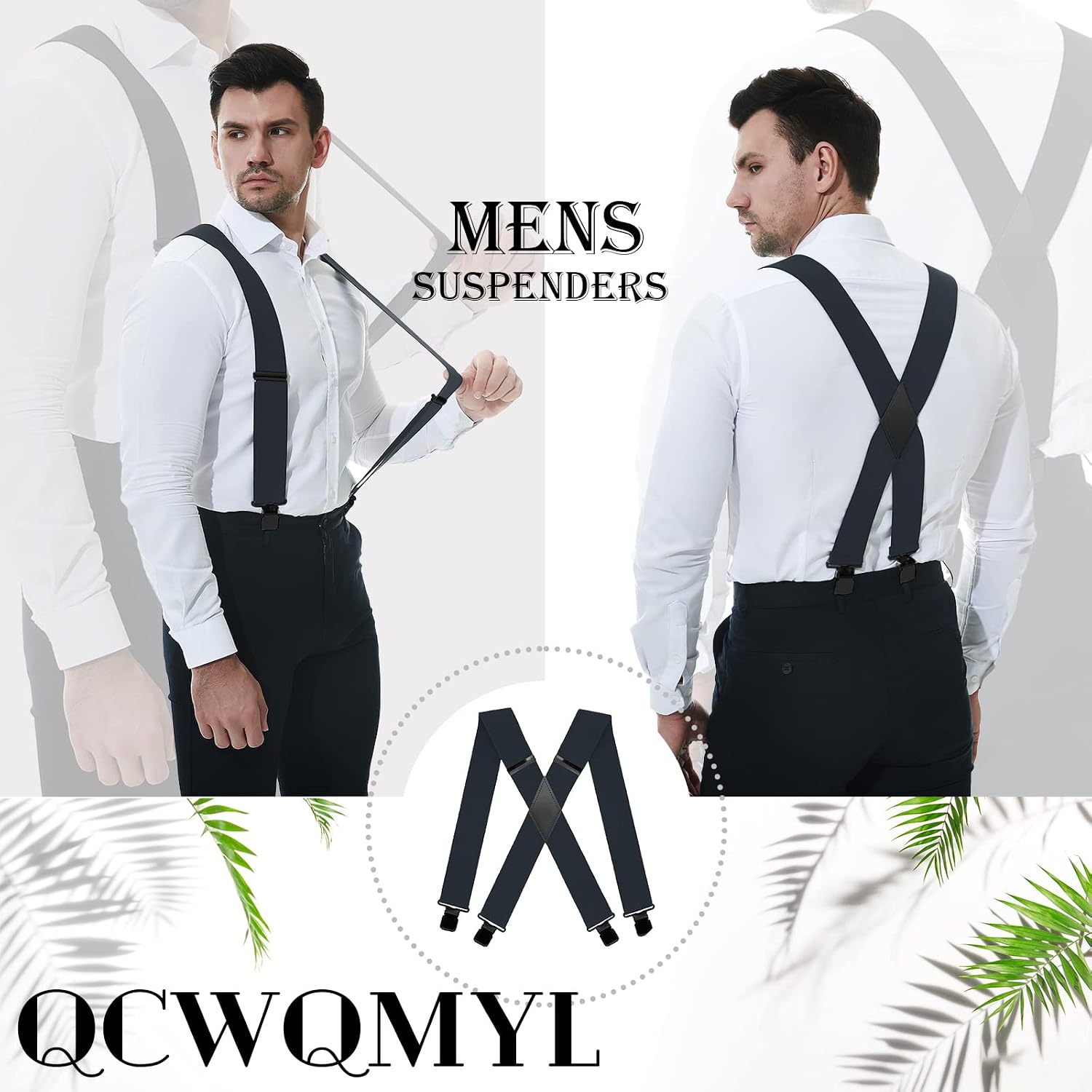 2" Suspenders for Men Big and Tall Heavy Duty Strong Clips Hunting Skip Braces Work Suspenders Men