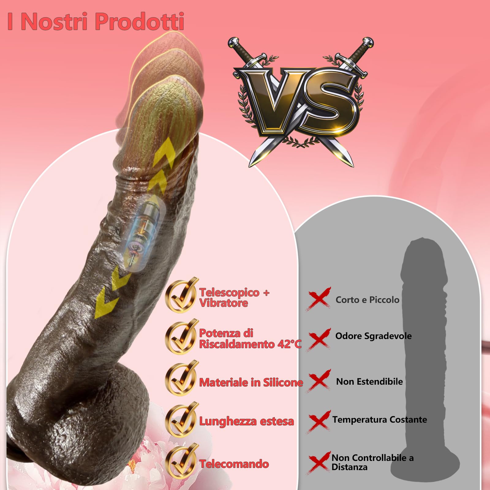 25 cm Dildo Realistico Vibratoreper Vibratore Anale Pene Realistico XXL Grosso Dildo Vibratore Anale Gigante 3 Spinte 9 Vibrazionecon Riscaldante Sexytoysys Donna Professionale, Nero