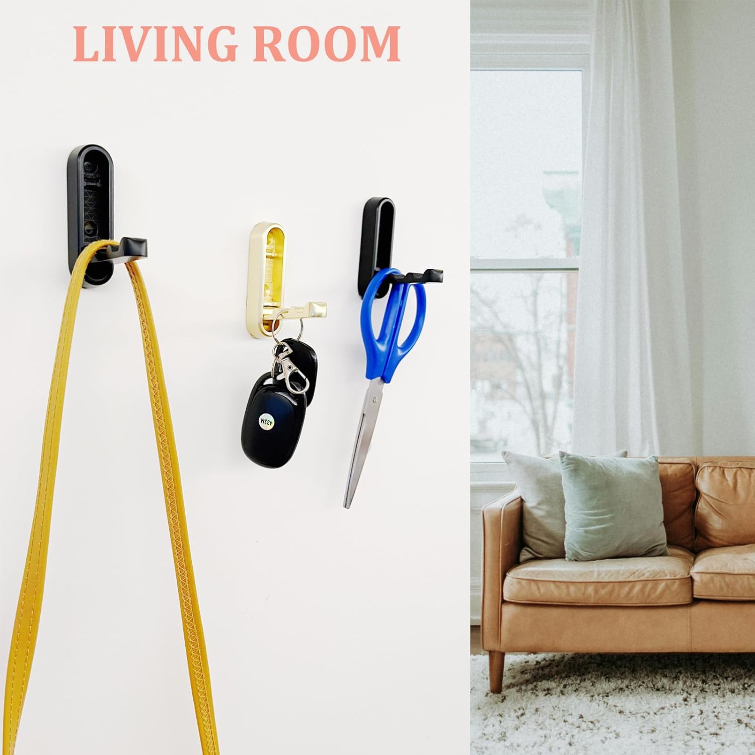 Foldable Wall Hooks, Coat Hooks, Space-Saving Coat Hooks, Heavy Duty Folding Metal Wall Hooks for Hanging Coats, Scarves, Hats, Bathrobes, Clothes,Keys, Bags,(Black, 4 Pack)
