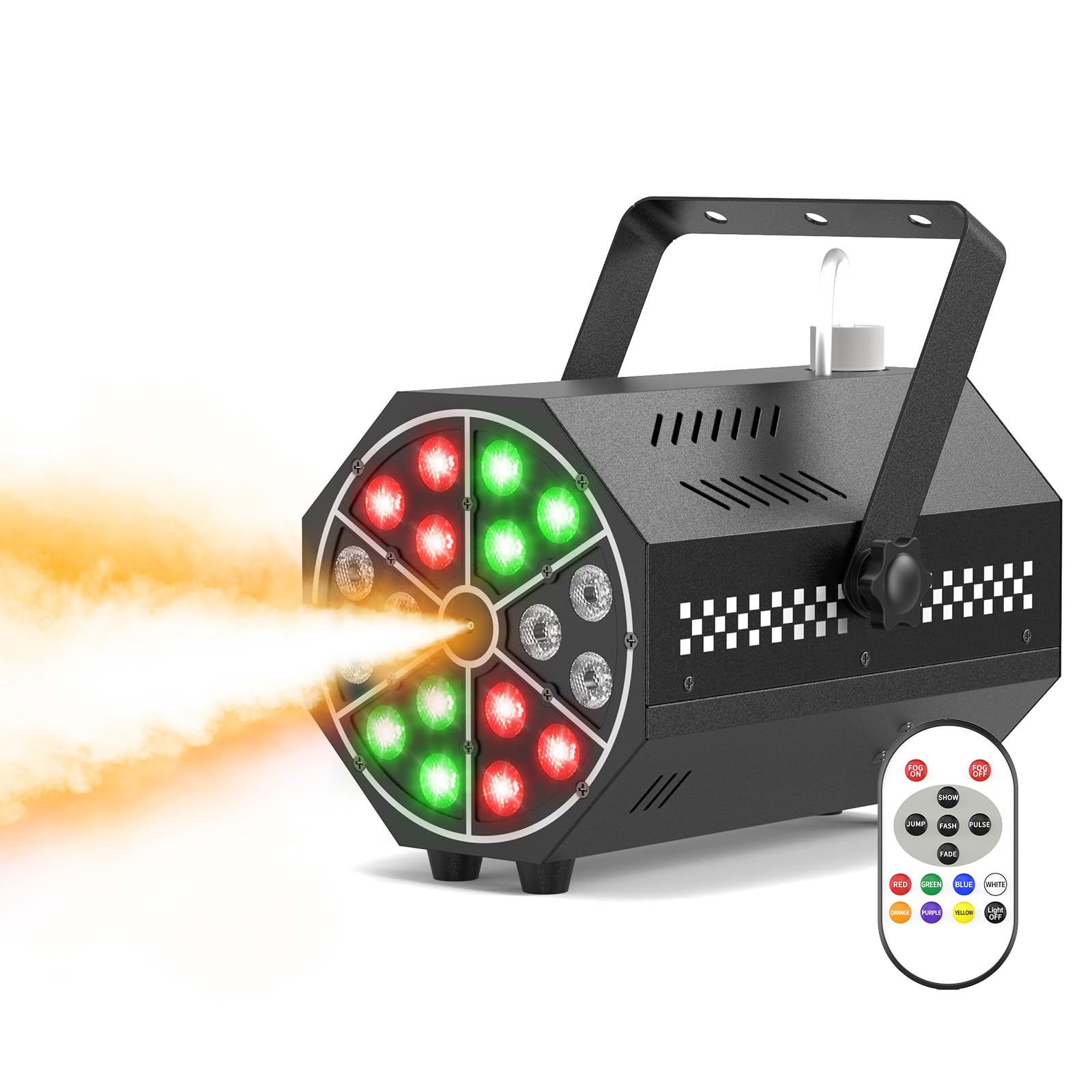 800W Nebelmaschine,18 LED RGB Effektlicht Rauchmaschine, Smoke Machine Mini mit Auto Cycle Funktion und Kabelloser Fernbedienung für Disco Party,HochzeitHalloween,Weihnachten