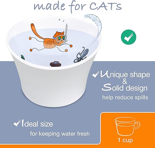 Miniatura 3 de Cuencos elevados para agua para gatos – Cuenco elevado para gatos de interior – Platos para gatos poco profundos con bigotes y cuello – Altura