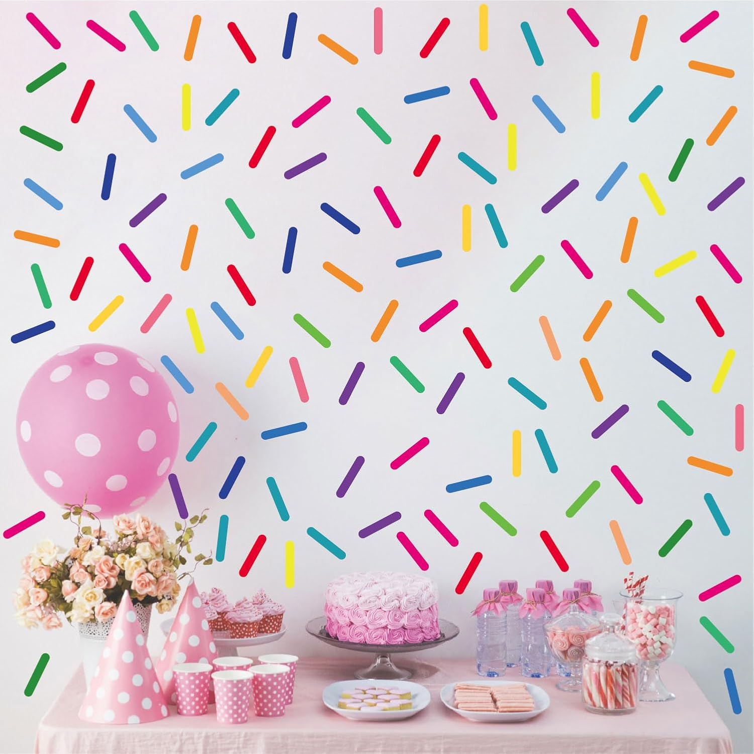280Pcs Black Modern Lines Removable Peel and Stick Waterproof Sprinkle Wall Stickers Kids Girls Boys Bedroom Nursery Playroom Classroom DIY Dorm Living Room Party（Scandinavian Style）